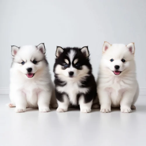 White Pomsky puppy