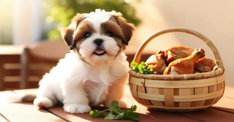 Shih Tzu Eat Chicken