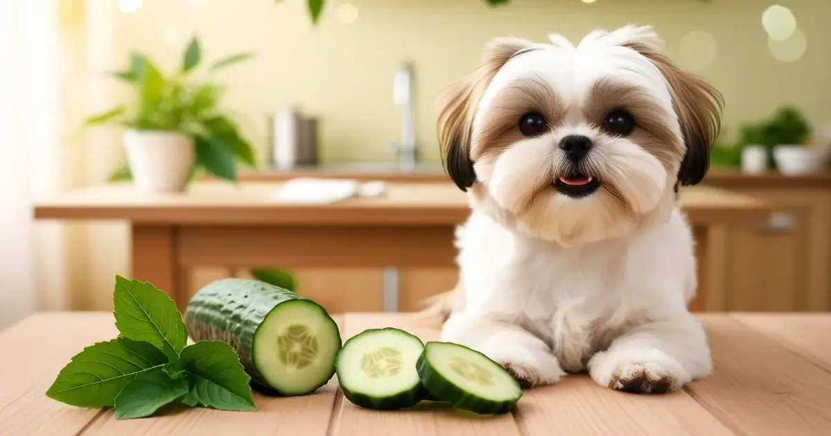 Shih Tzu eat cucumber