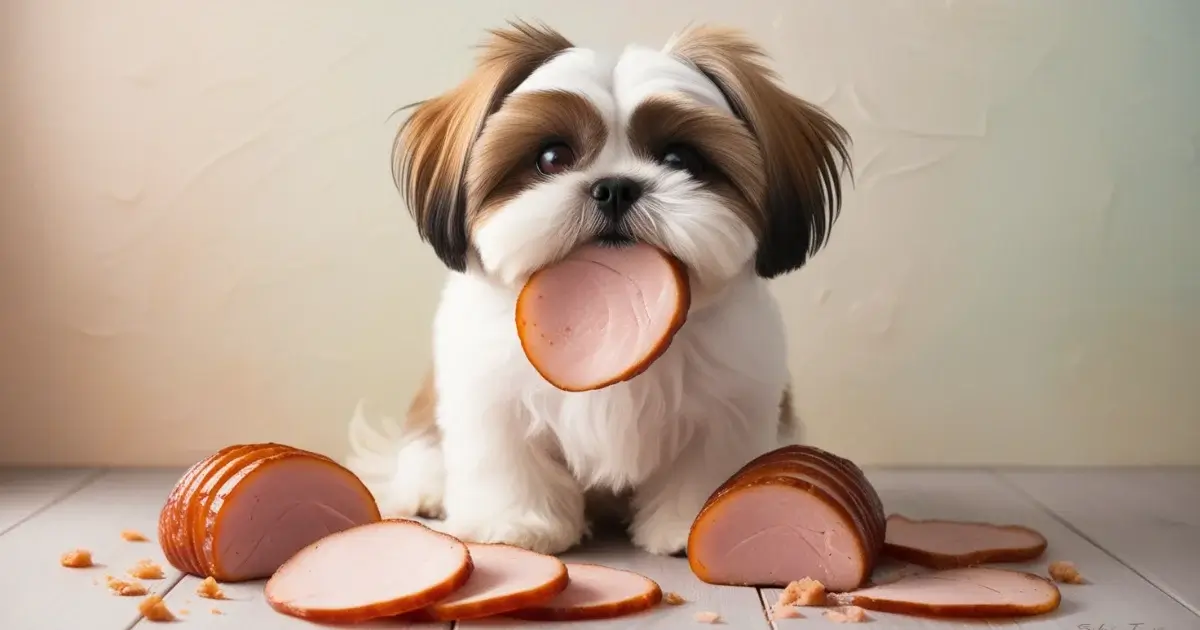 Shih Tzu eat Ham