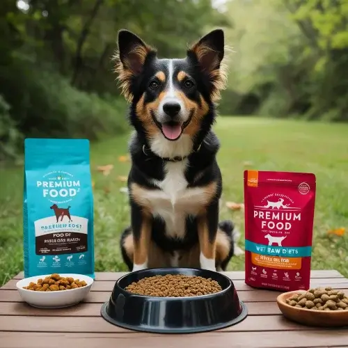 Dog wet food and dry food